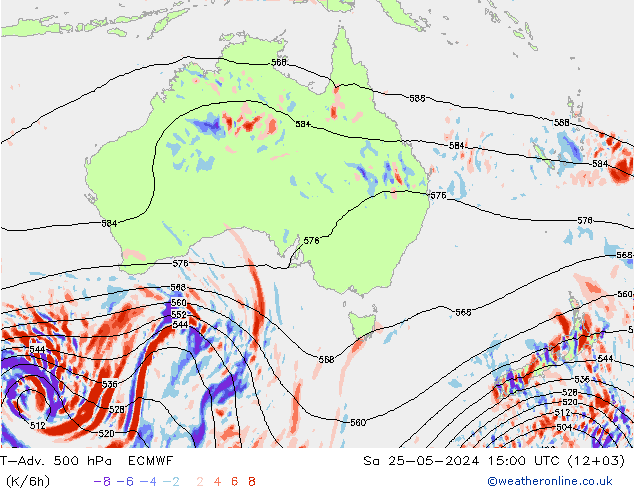 T-Adv. 500 hPa ECMWF sab 25.05.2024 15 UTC