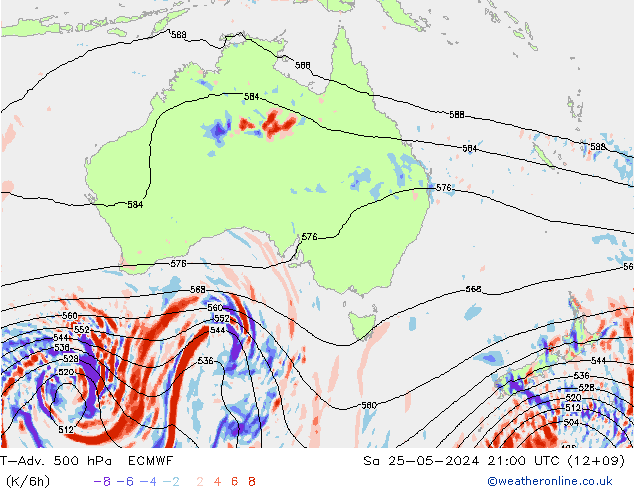 T-Adv. 500 hPa ECMWF Sa 25.05.2024 21 UTC