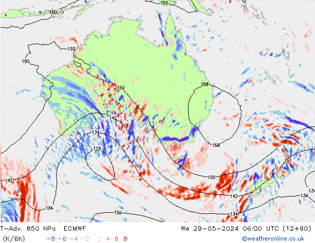 T-Adv. 850 hPa ECMWF Mi 29.05.2024 06 UTC