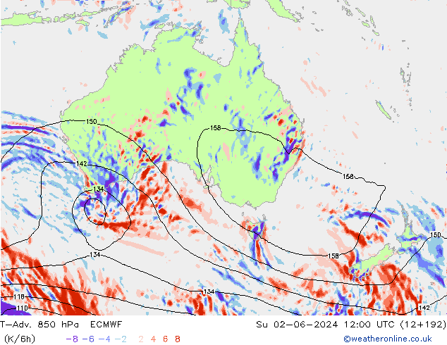 T-Adv. 850 hPa ECMWF Dom 02.06.2024 12 UTC