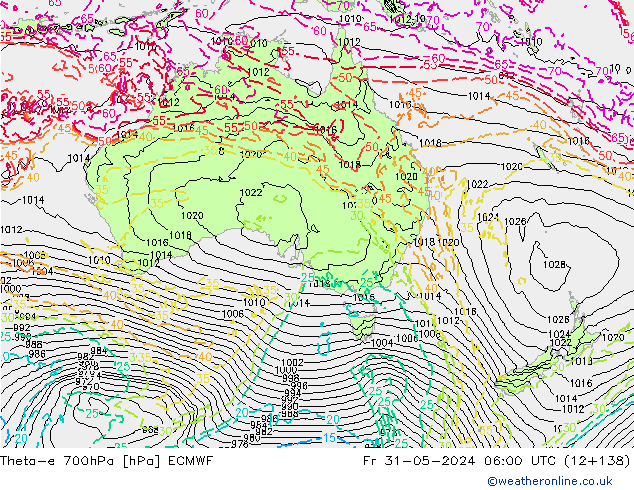 Theta-e 700гПа ECMWF пт 31.05.2024 06 UTC