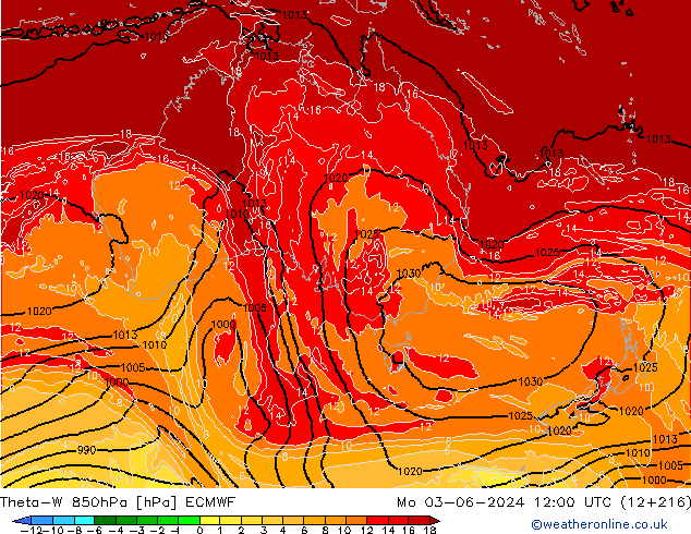 Theta-W 850hPa ECMWF ma 03.06.2024 12 UTC