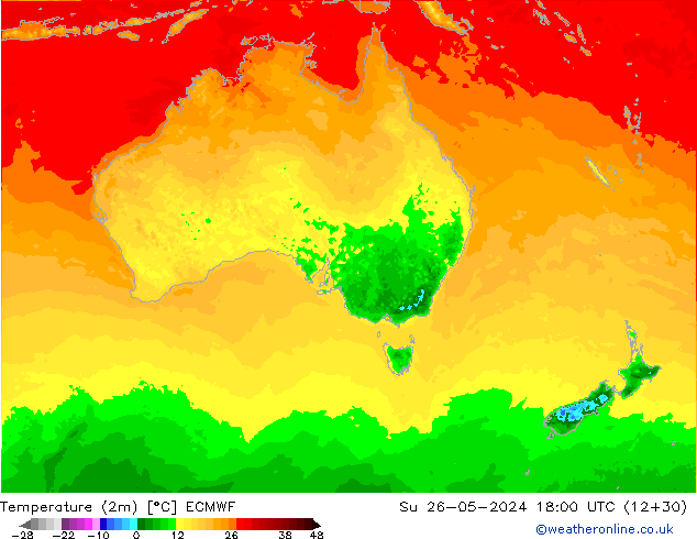 température (2m) ECMWF dim 26.05.2024 18 UTC
