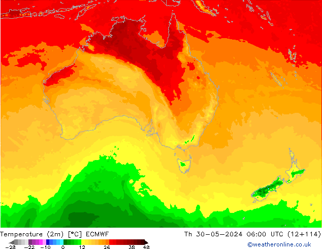 Temperature (2m) ECMWF Čt 30.05.2024 06 UTC