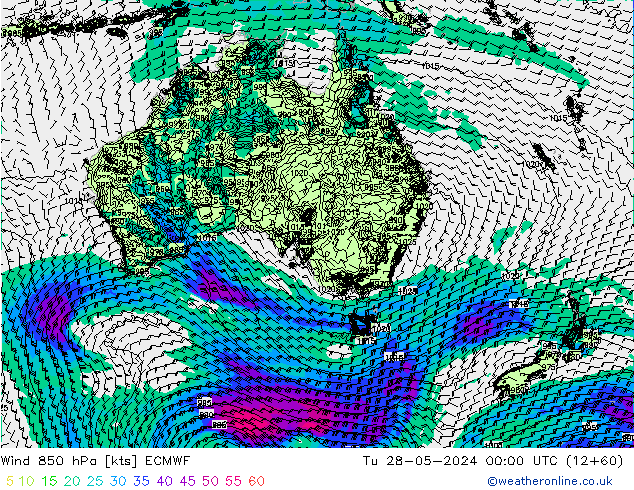 Wind 850 hPa ECMWF Tu 28.05.2024 00 UTC