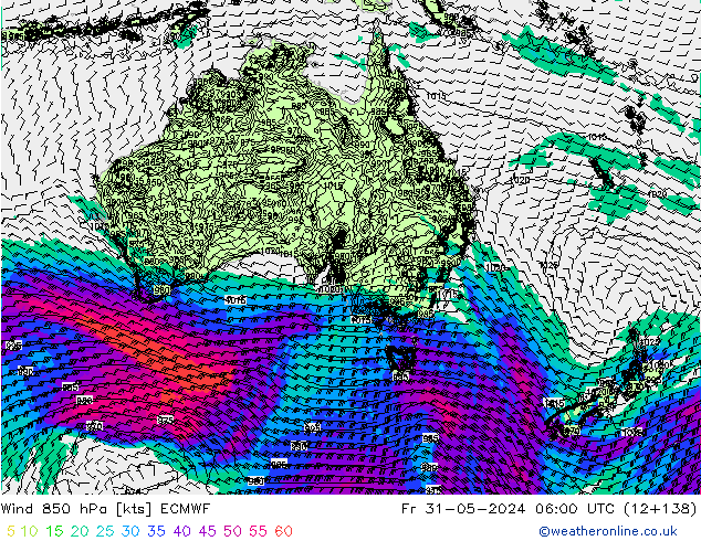 ветер 850 гПа ECMWF пт 31.05.2024 06 UTC