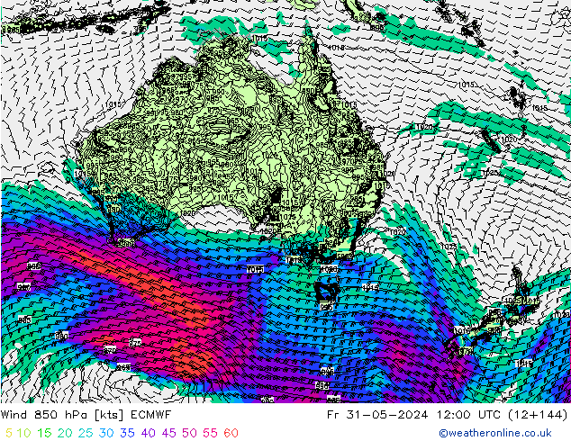 Wind 850 hPa ECMWF Fr 31.05.2024 12 UTC