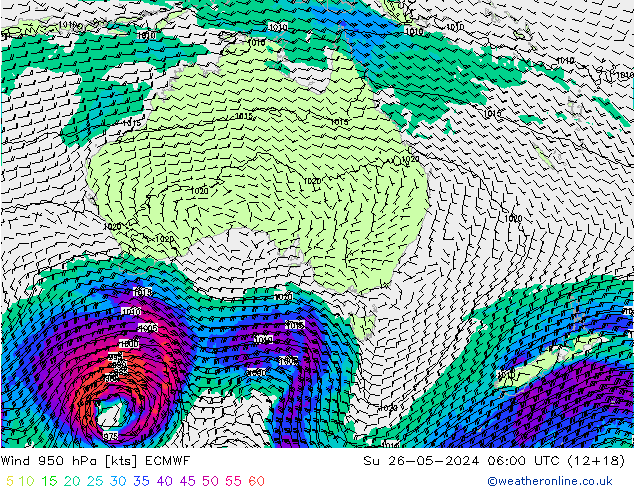 Wind 950 hPa ECMWF Su 26.05.2024 06 UTC