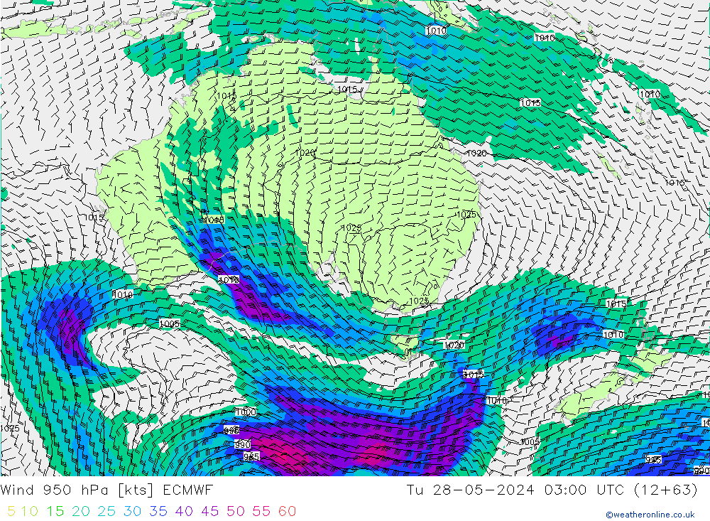 Viento 950 hPa ECMWF mar 28.05.2024 03 UTC