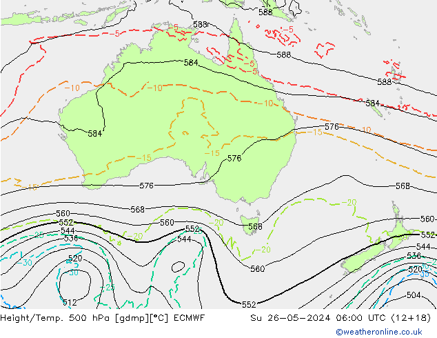 Z500/Rain (+SLP)/Z850 ECMWF Su 26.05.2024 06 UTC