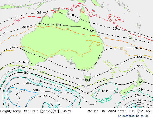 Z500/Rain (+SLP)/Z850 ECMWF Seg 27.05.2024 12 UTC