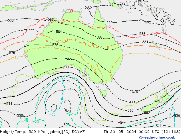 Z500/Rain (+SLP)/Z850 ECMWF Th 30.05.2024 00 UTC