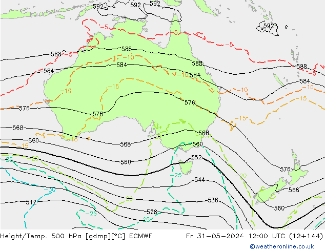 Z500/Rain (+SLP)/Z850 ECMWF Fr 31.05.2024 12 UTC