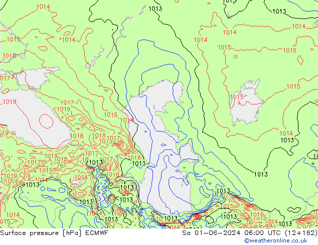 Presión superficial ECMWF sáb 01.06.2024 06 UTC