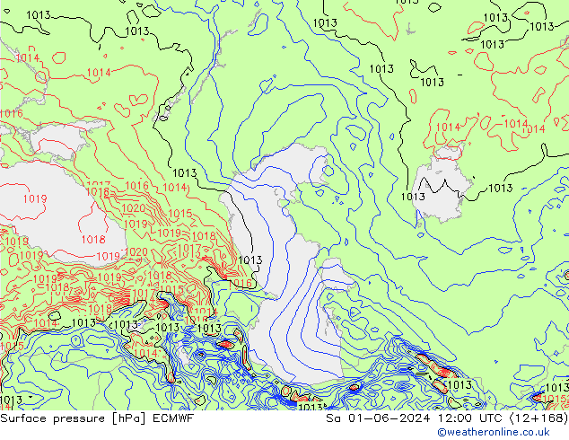 ciśnienie ECMWF so. 01.06.2024 12 UTC