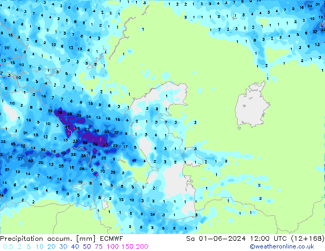 Totale neerslag ECMWF za 01.06.2024 12 UTC