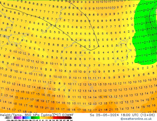 Z500/Rain (+SLP)/Z850 ECMWF sam 25.05.2024 18 UTC