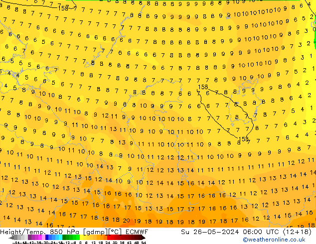 Z500/Rain (+SLP)/Z850 ECMWF  26.05.2024 06 UTC