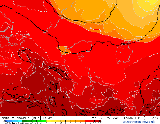 Theta-W 850hPa ECMWF Seg 27.05.2024 18 UTC