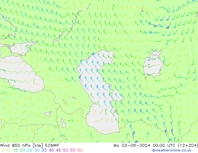 Viento 850 hPa ECMWF lun 03.06.2024 00 UTC