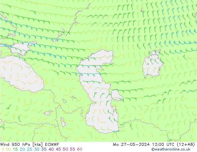 Wind 950 hPa ECMWF Po 27.05.2024 12 UTC