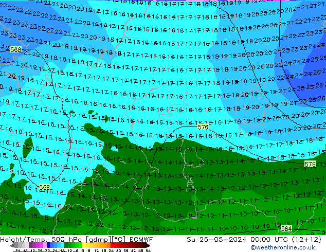 Z500/Rain (+SLP)/Z850 ECMWF dom 26.05.2024 00 UTC