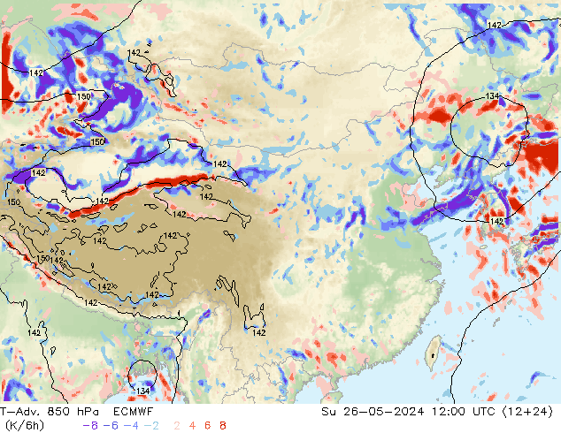 T-Adv. 850 hPa ECMWF 星期日 26.05.2024 12 UTC