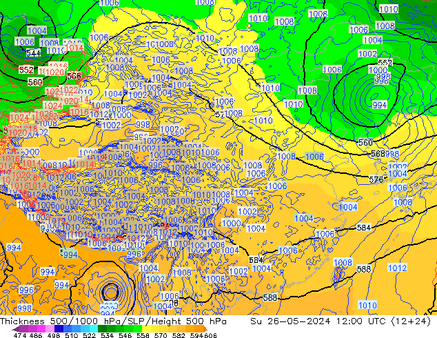 Thck 500-1000hPa ECMWF dom 26.05.2024 12 UTC