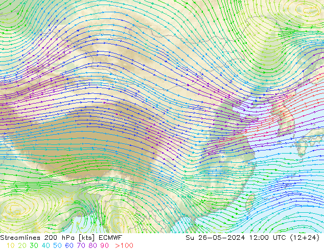 ветер 200 гПа ECMWF Вс 26.05.2024 12 UTC