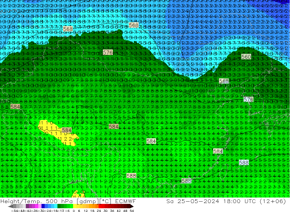 Z500/Regen(+SLP)/Z850 ECMWF za 25.05.2024 18 UTC