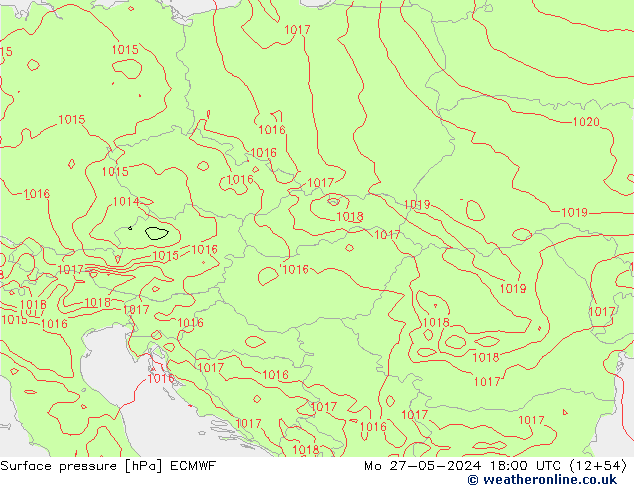 pressão do solo ECMWF Seg 27.05.2024 18 UTC