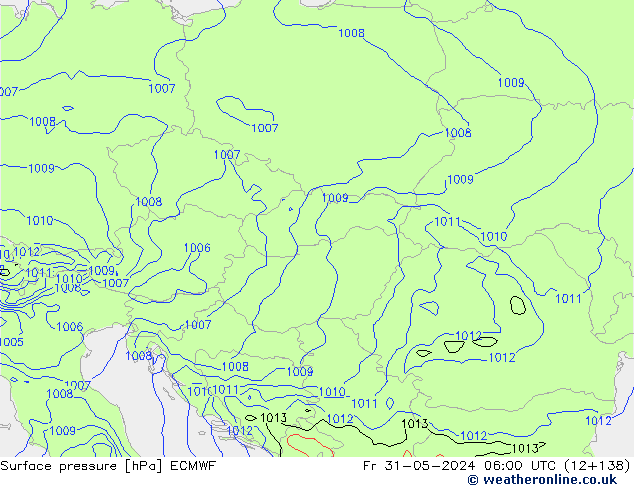 Atmosférický tlak ECMWF Pá 31.05.2024 06 UTC