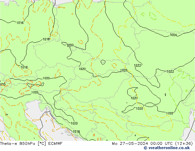 Theta-e 850гПа ECMWF пн 27.05.2024 00 UTC