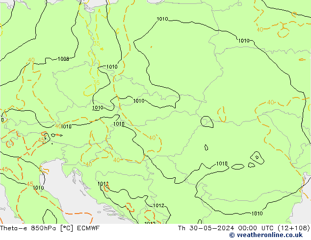 Theta-e 850hPa ECMWF Th 30.05.2024 00 UTC