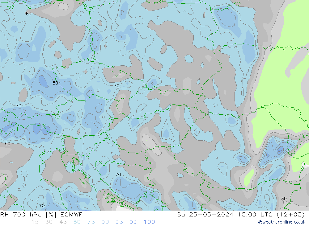 RH 700 гПа ECMWF сб 25.05.2024 15 UTC