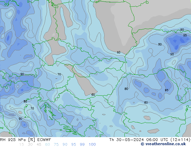 RH 925 hPa ECMWF Th 30.05.2024 06 UTC