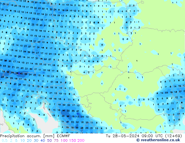 Precipitation accum. ECMWF Ter 28.05.2024 09 UTC