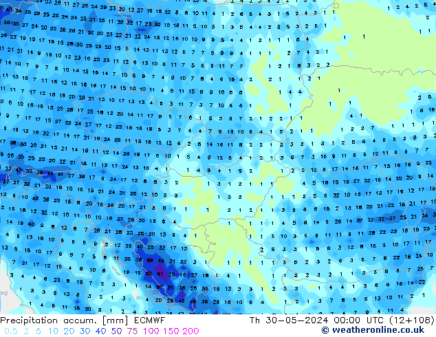 Toplam Yağış ECMWF Per 30.05.2024 00 UTC