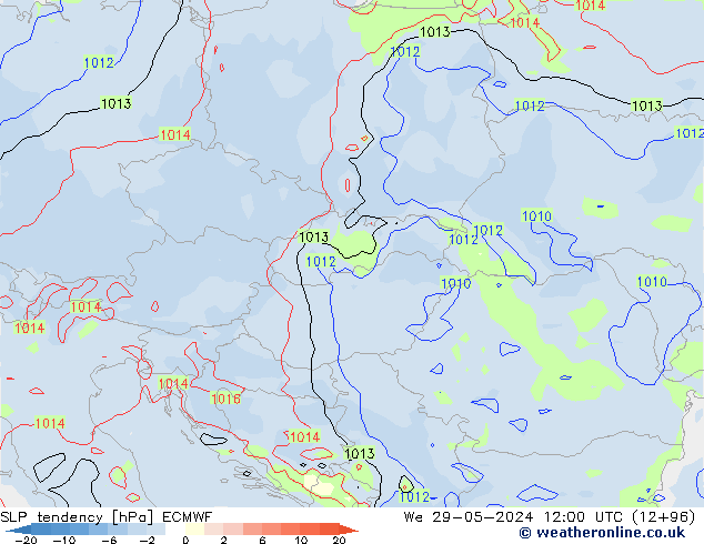 SLP tendency ECMWF We 29.05.2024 12 UTC