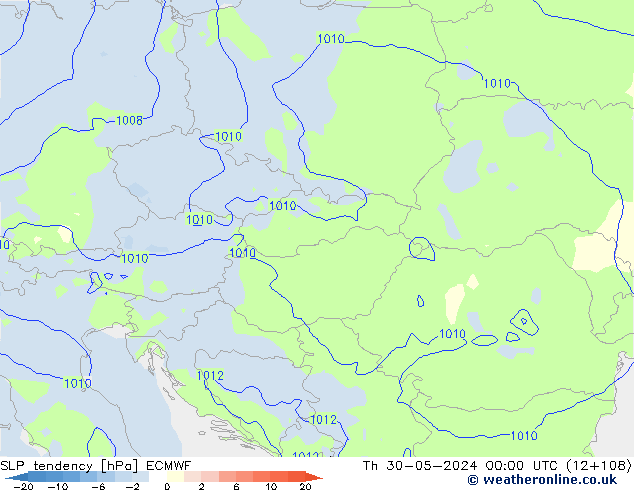 SLP tendency ECMWF Th 30.05.2024 00 UTC