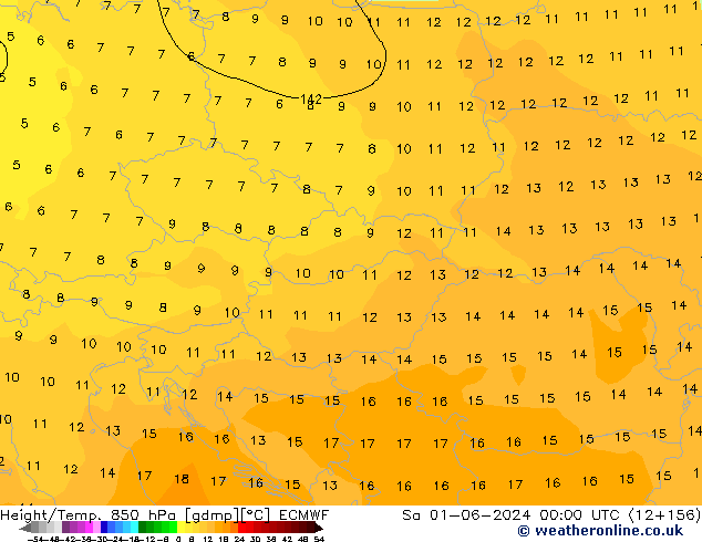 Height/Temp. 850 hPa ECMWF Sa 01.06.2024 00 UTC