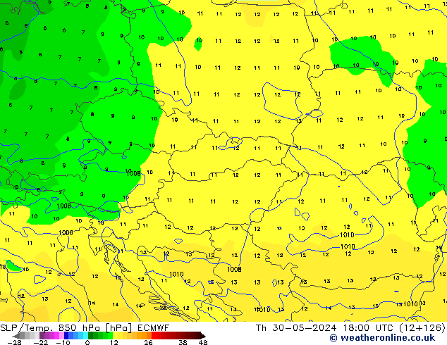 SLP/Temp. 850 hPa ECMWF gio 30.05.2024 18 UTC