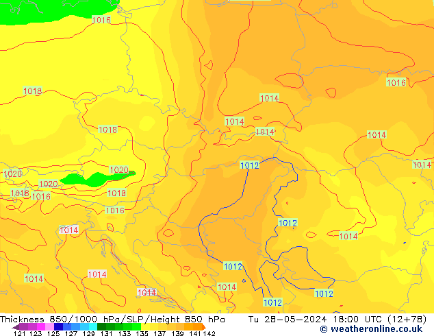 Thck 850-1000 hPa ECMWF Tu 28.05.2024 18 UTC