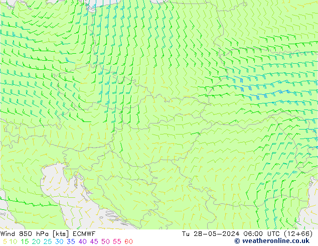 Wind 850 hPa ECMWF di 28.05.2024 06 UTC