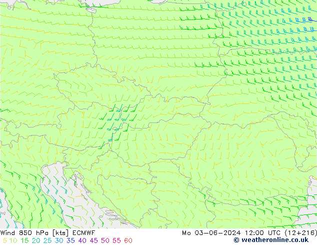 Wind 850 hPa ECMWF Mo 03.06.2024 12 UTC