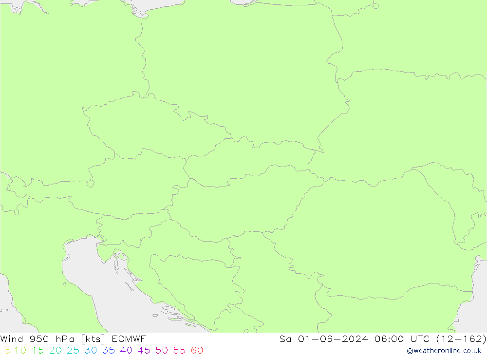 Vent 950 hPa ECMWF sam 01.06.2024 06 UTC