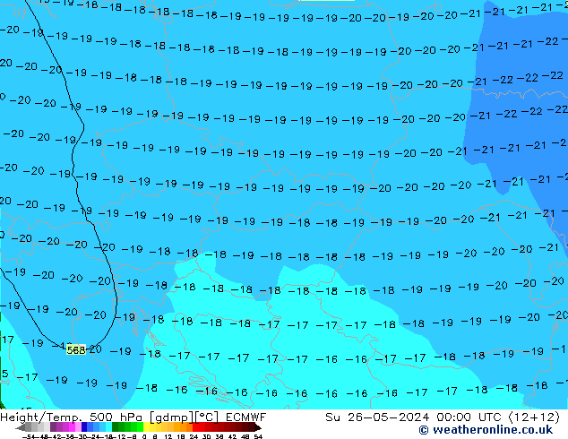 Z500/Rain (+SLP)/Z850 ECMWF nie. 26.05.2024 00 UTC