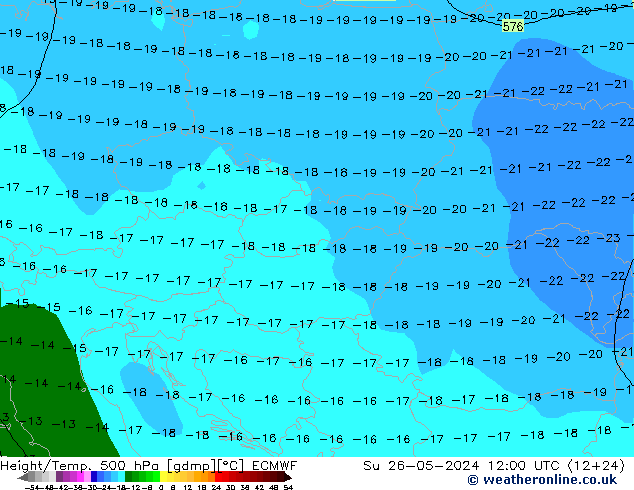 Z500/Rain (+SLP)/Z850 ECMWF dom 26.05.2024 12 UTC