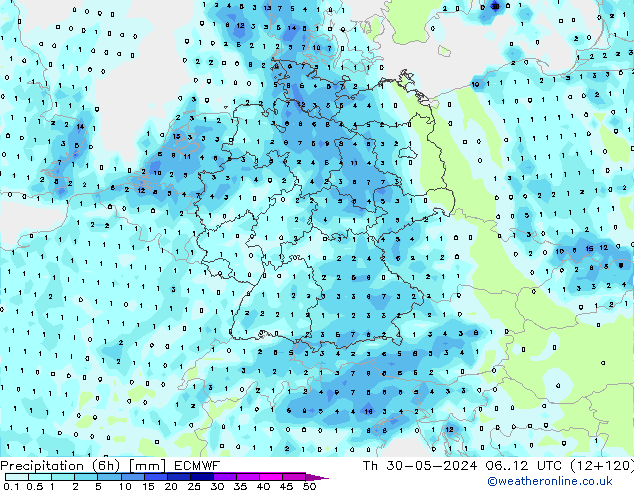 Z500/Rain (+SLP)/Z850 ECMWF чт 30.05.2024 12 UTC