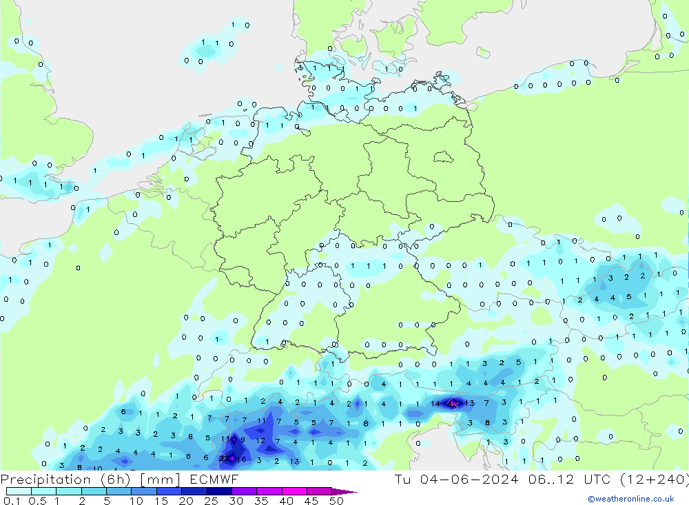 Z500/Yağmur (+YB)/Z850 ECMWF Sa 04.06.2024 12 UTC